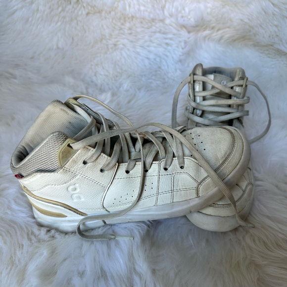 On Running Shoes - On Running Women's Athletic Shoes - Cream and Gold